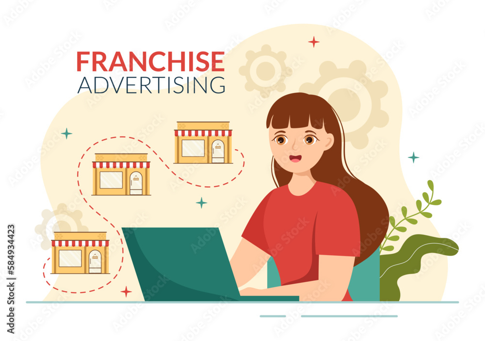 Franchise Advertising Illustration with Business and Finance to Promoting Successful Brand or Marketing in Cartoon Hand Drawn Landing Page Templates