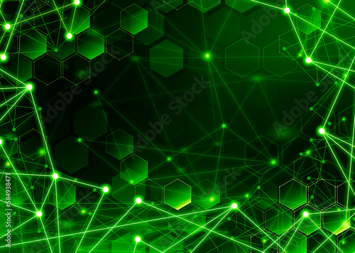 緑色のデジタルネットワークイメージ背景 © ぬこここ