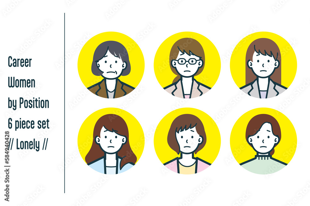 寂しそうな役職ごとのキャリアウーマンの6点セットno.1