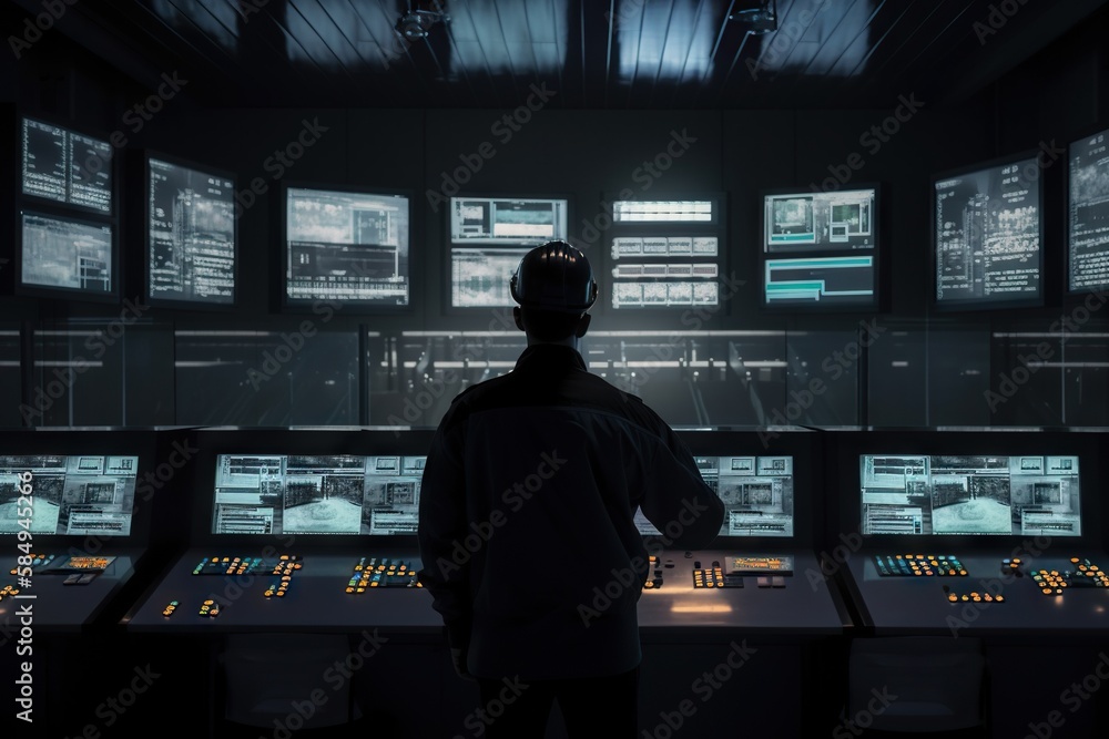 Computer Screen Handler A Man Standing In Front Of A Large Display Of Computer Screens ...