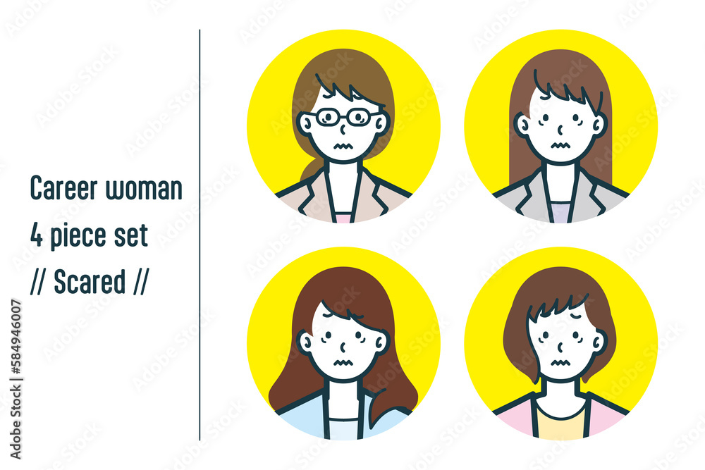 怖がっているキャリアウーマンの4点セットno.1