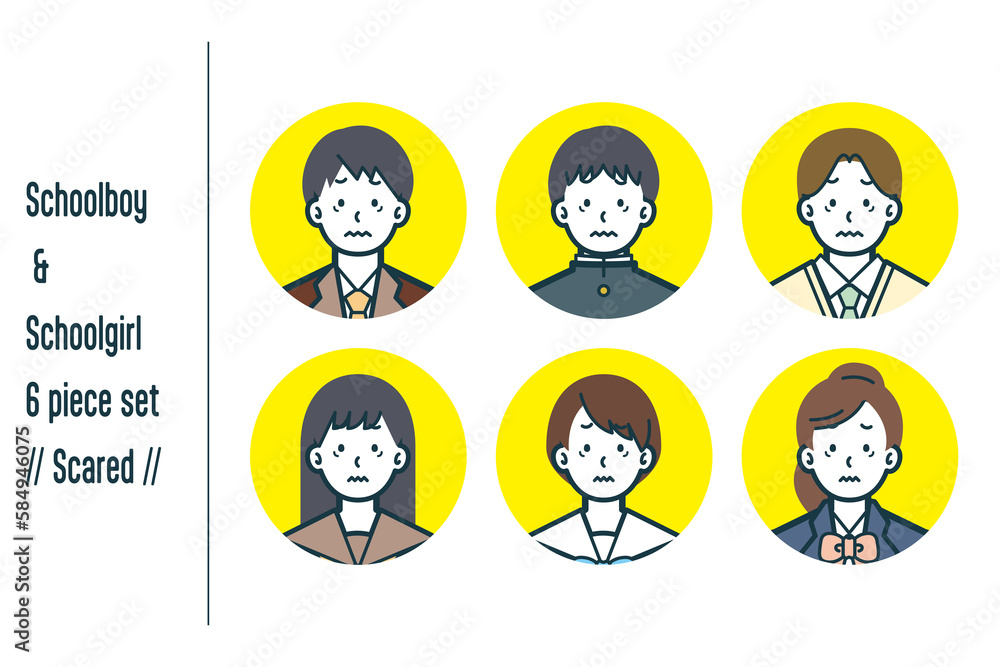 怖がっている男女の学生の6点セットno.1 怖がっている男女の学生の6点セットno.1