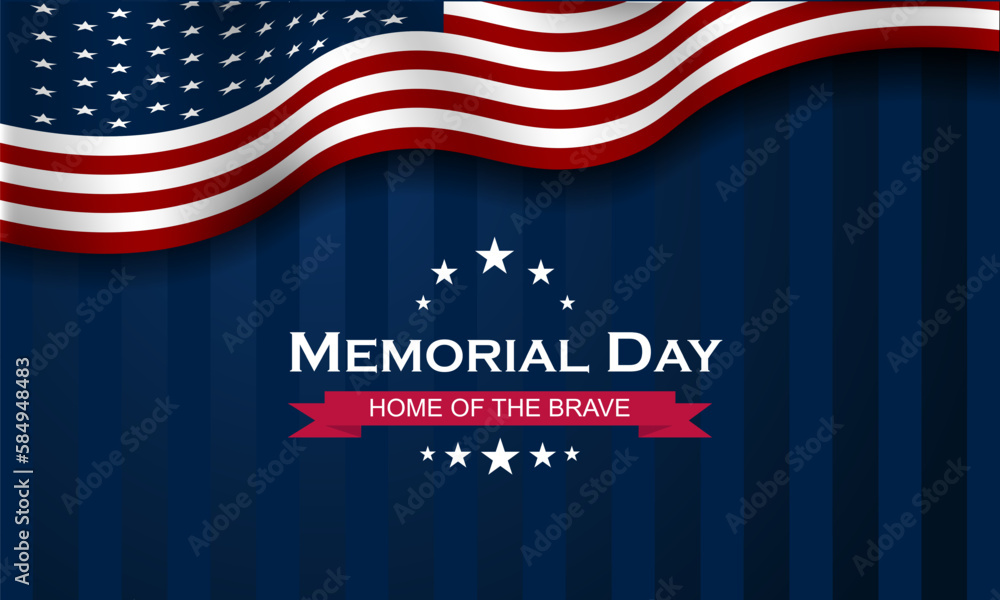 Memorial day background design with home of the brave text 