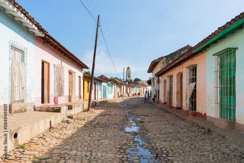 Street With Colorful Houses In Trinidad, Cuba. Street With Colorful Houses In Trinidad, Cuba.
