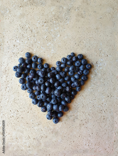blueberry heart on stone table