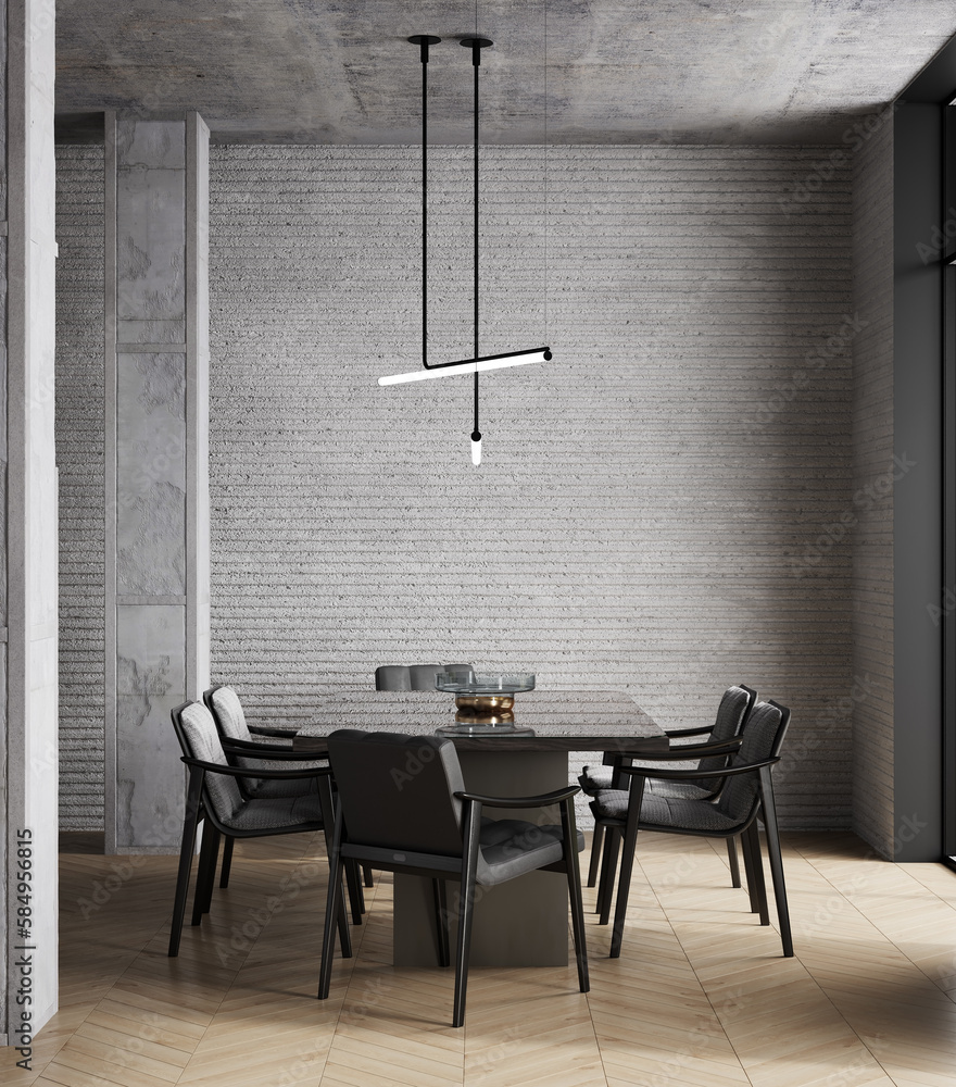 Room interior in industrial style, concrete walls and columns Stock ... - Industrial-Style Concrete Interior Design Inspiration