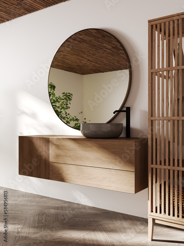 Bright bathroom inteior design concept photo