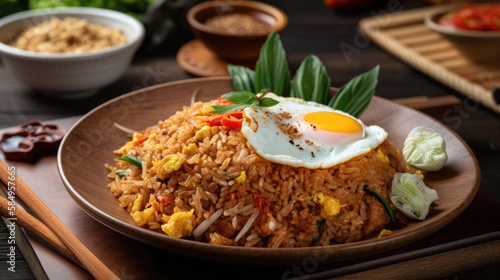 Taste the scrumptious delight of fried rice, a beloved comfort food, nasi goreng, generative ai