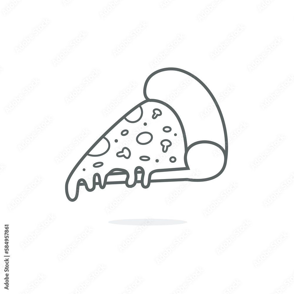 Pizza slice line single icon isolated on white background. Vector illustration of pizza. It can be used for presentations, digital products, print designs, logos, signs, symbols and more. Pizza slice line single icon isolated on white background. Vector illustration of pizza. It can be used for presentations, digital products, print designs, logos, signs, symbols and more.