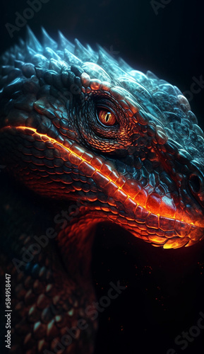 closeup of a dragon generative AI © AICreations