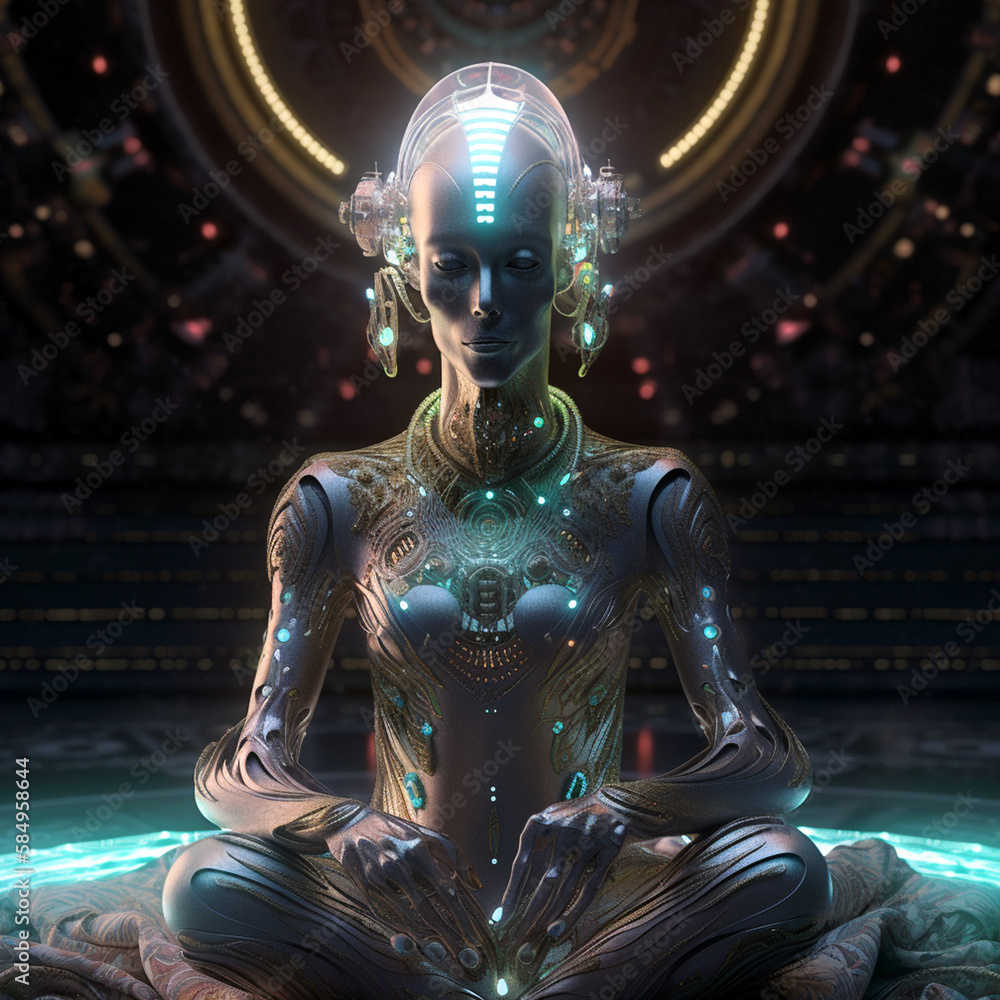 ET meditating in space Generative AI