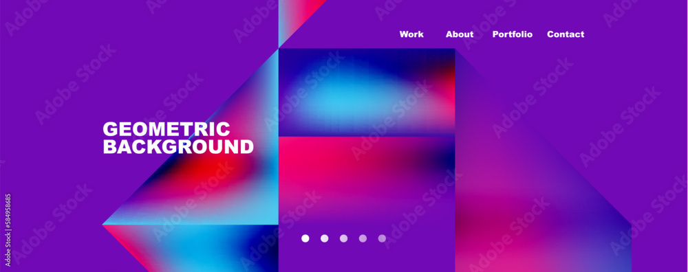 Trendy minimal geometric composition abstract background. Triangle fluid bright colors backdrop. Vector Illustration For Wallpaper, Banner, Background, Card, Book Illustration, landing page