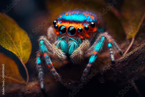 Tablou canvas super colorful spider Generative AI
