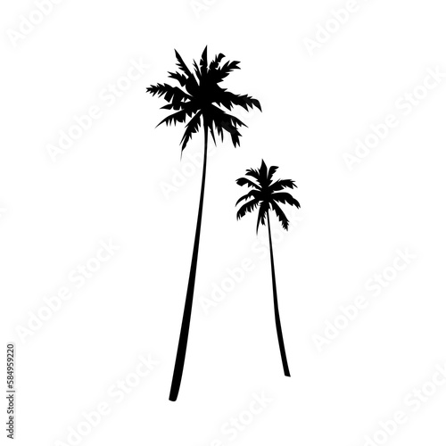 collection set of coconut tree silhouettes. environment, nature, plants, beach concept. suitable for print, posters, stickers, and for other designs. vector illustration.