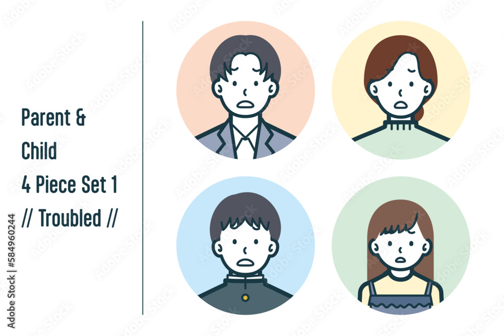 困っている親子の4点セットno.1 困っている親子の4点セットno.1