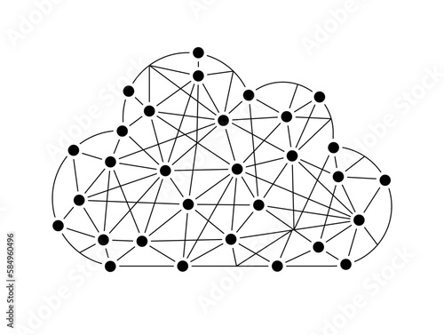 Cloud polygon network icon design vector. Big data server system symbol.