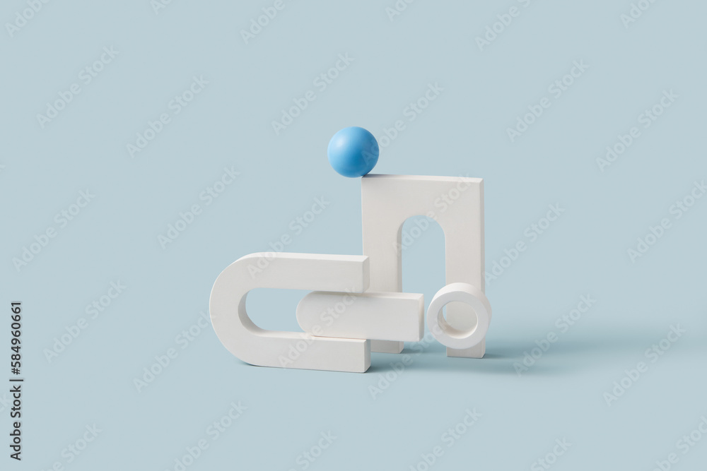 Stylish white cement decor in abstract shapes. Stylish white cement decor in abstract shapes.