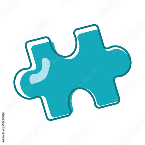 Blue Puzzle Piece Icon Vector with Outline for Autism Awareness Day Banner Element Decoration