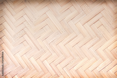 Seamless patterns of bamboo wooden with woven mat texture bright brown background