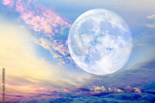 airplane moon sky  travel photography
