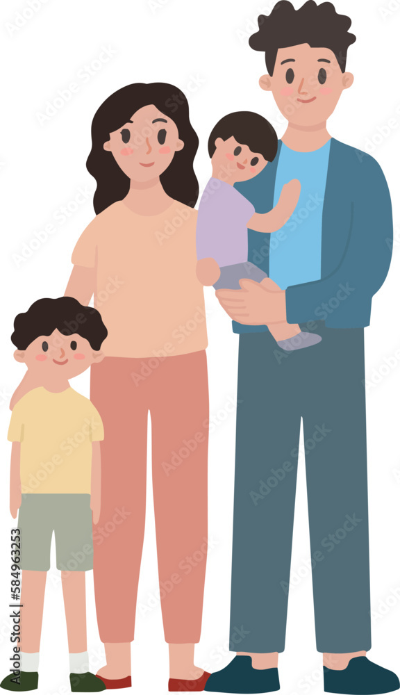 Portrait of family parents with kids baby and toddler vector illustration Portrait of family parents with kids baby and toddler vector illustration