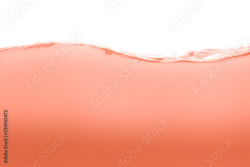 Clear orange water surface in a square shaped glass like a sea or a separate fish tank on a white background.