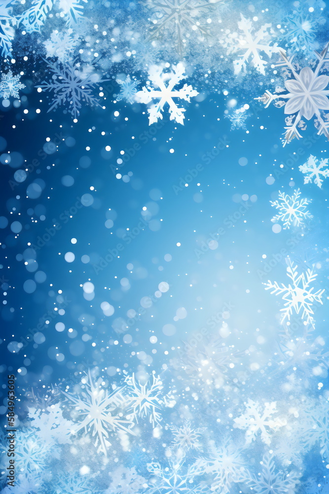 blue frozen snowflake frame background made with generative ai