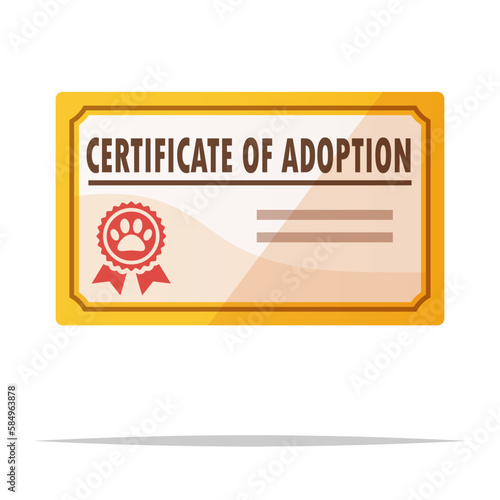 Pet adoption certificate vector isolated illustration