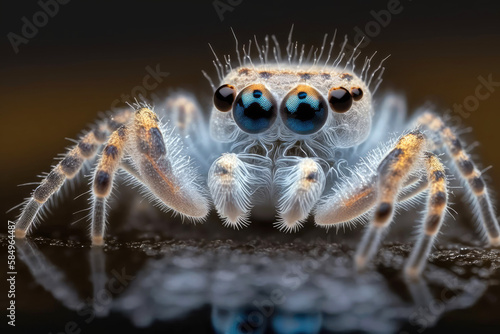 Super macro photography of a Jumping spider. Generative AI © piai