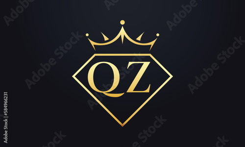 Diamond crown vector. Luxury queen logo for jewelry vector with letters 