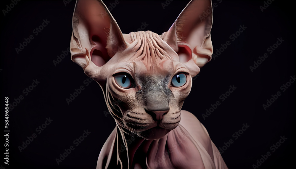 Obraz premium Furry kitten portrait with curious animal eyes generated by AI