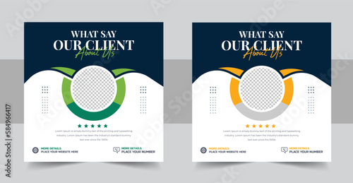 Client testimonial or customer feedback social media post or web banner template, Customer Review banner, Testimonial banner design vector