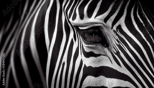 Close up portrait of striped zebra elegant beauty generated by AI