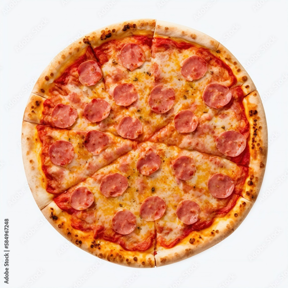pizza isolated on white, pizza with pepperoni isolated on white color background