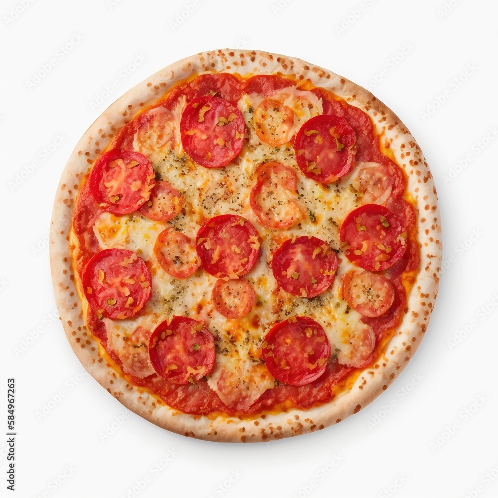 pizza isolated on white, pizza with pepperoni isolated on white color background