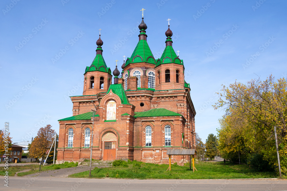 Cathedral of the Tikhvin Icon of the Mother of God (Alexander Nevsky Cathedral) on a sunny September day. Makaryev. Kostroma region, Russia
