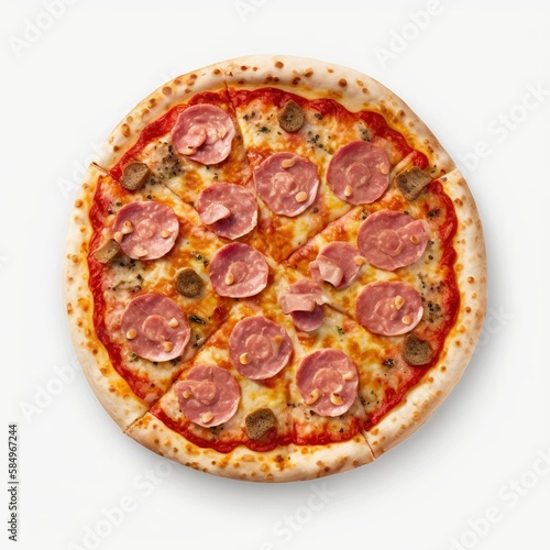 pizza on a white background, pizza with pepperoni isolated on white color background