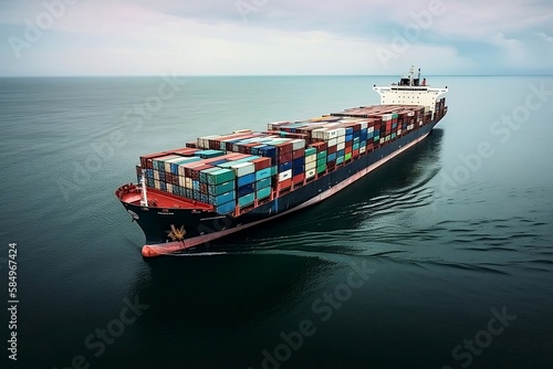 Container Ship Transportation: Cargo Export and Import Across the Ocean with Commercial Logistics