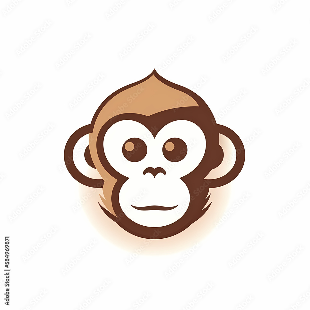 Cute Monkey Head Logo App/Aplication. Generative AI Cute Monkey Head Logo App/Aplication. Generative AI