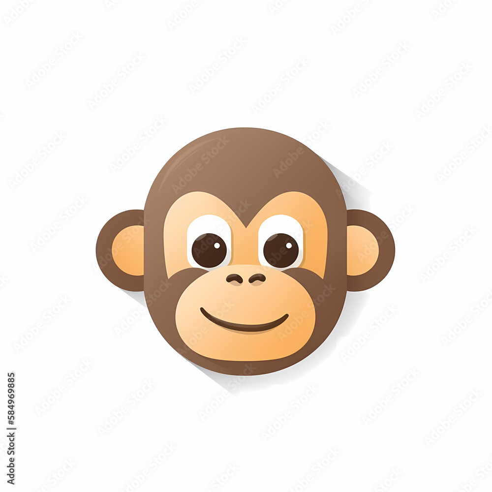 Cute Monkey Head Logo App/Aplication. Generative AI Cute Monkey Head Logo App/Aplication. Generative AI