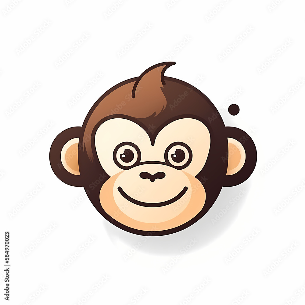 Cute Monkey Head Logo App/Aplication. Generative AI Cute Monkey Head Logo App/Aplication. Generative AI