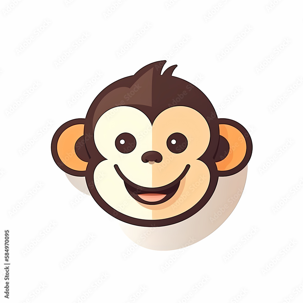 Cute Monkey Head Logo App/Aplication. Generative AI Cute Monkey Head Logo App/Aplication. Generative AI