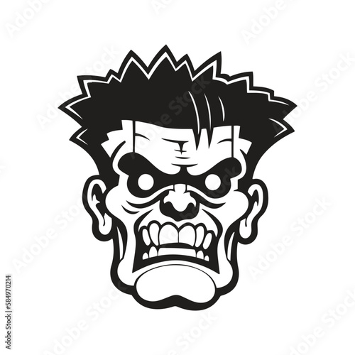 Frankenstein mascot logo ,hand drawn illustration. Suitable For Logo, Wallpaper, Banner, Background, Card, Book Illustration, T-Shirt Design, Sticker, Cover, etc