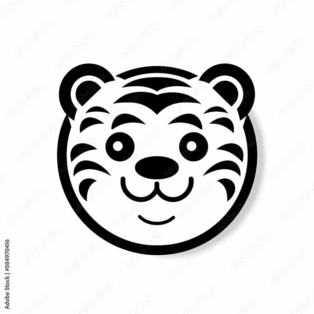 Cute Tiger Head Logo Aplication/App Isolated White. Generative AI Cute Tiger Head Logo Aplication/App Isolated White. Generative AI