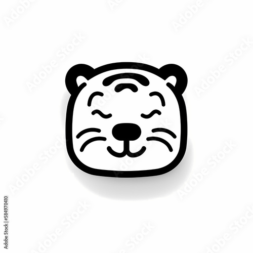 Cute Tiger Head Logo Aplication App Isolated White. Generative AI