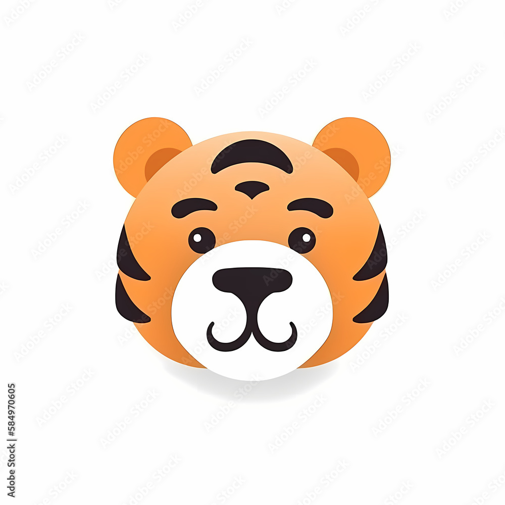 Cute Tiger Head Logo Aplication/App Isolated White. Generative AI Cute Tiger Head Logo Aplication/App Isolated White. Generative AI