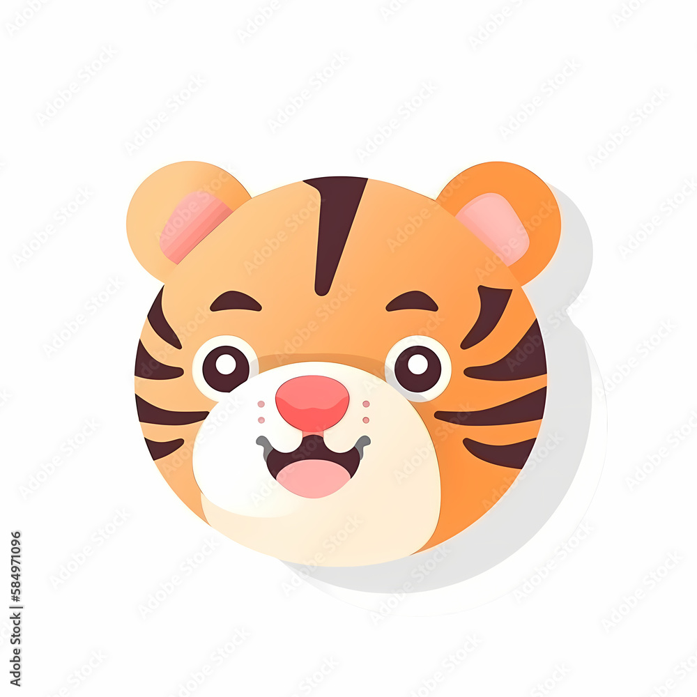 Cute Tiger Head Logo Aplication/App Isolated White. Generative AI Cute Tiger Head Logo Aplication/App Isolated White. Generative AI