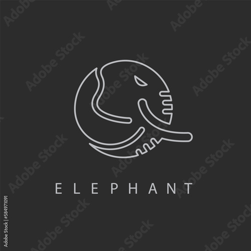 elephant circle  line logo icon vector concept design template © sangidan