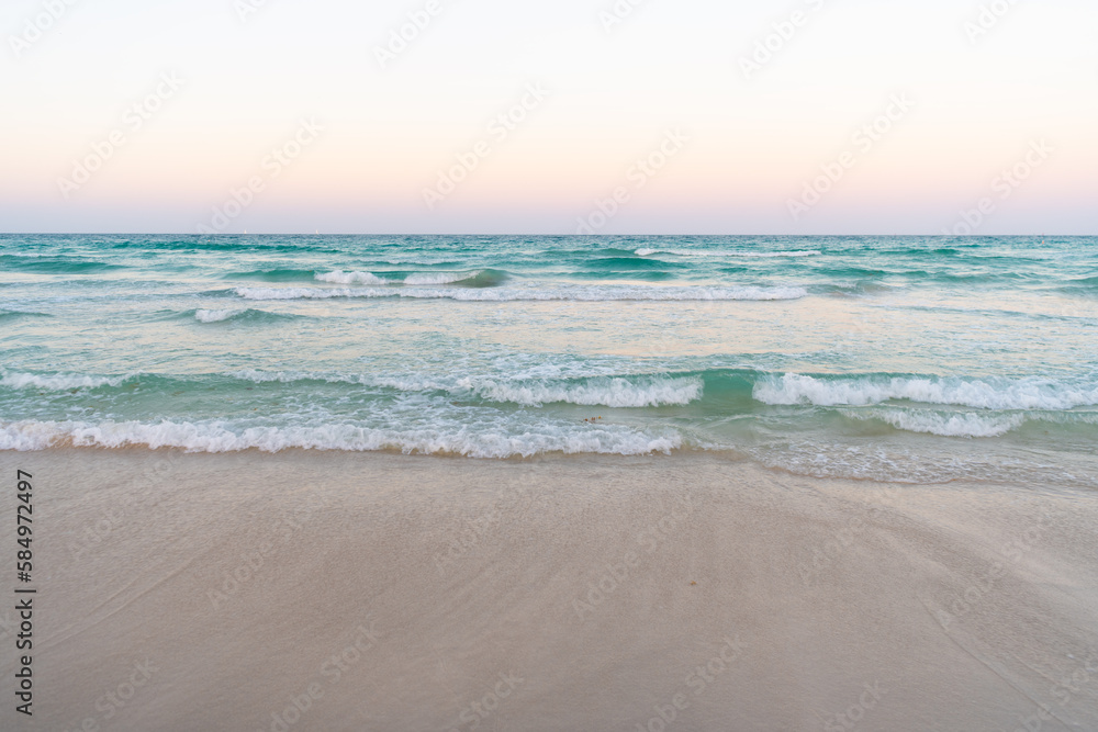 beautiful beach with ocean water waves and sky horizon beautiful beach with ocean water waves and sky horizon
