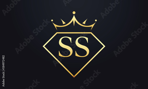 Diamond crown vector. Luxury queen logo for jewelry vector with letters	